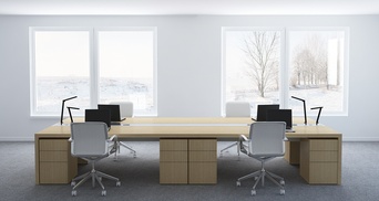 TAILORED WORKSURFACE MITERED INTO END PANEL